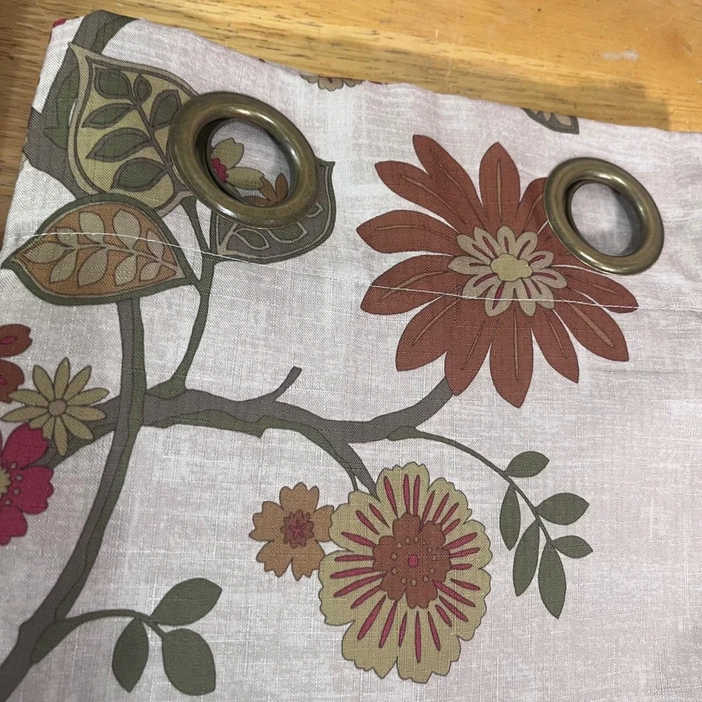 Pier 1 Imports Bird Floral Grommet Curtain Panels 50x84 Set of 2 Chinoiserie Vtg